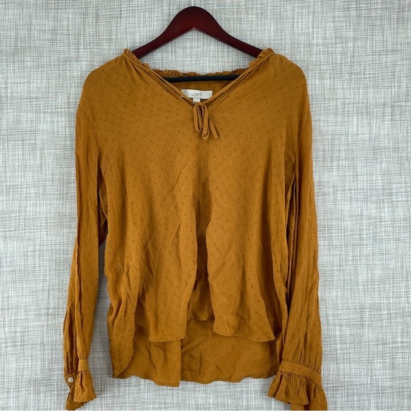Loft blouse textured women’s size medium long sleeve - Picture 1 of 7